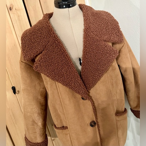 EUC Free People Diogo Shearling Sherpa Suede Jacket Coat - Picture 5 of 15